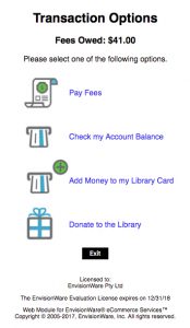 EnvisionWare eCommerce Transaction Options