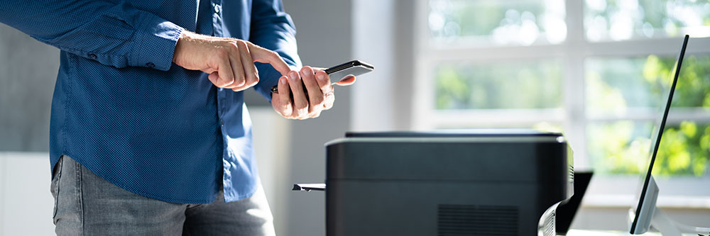 person printing from phone