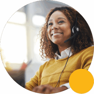 Woman with phone headset